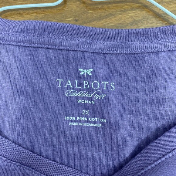 NWT Talbots Tee Plus T Shirt Women's 2X Purple 3/4 Sleeve cotton top - Picture 3 of 4